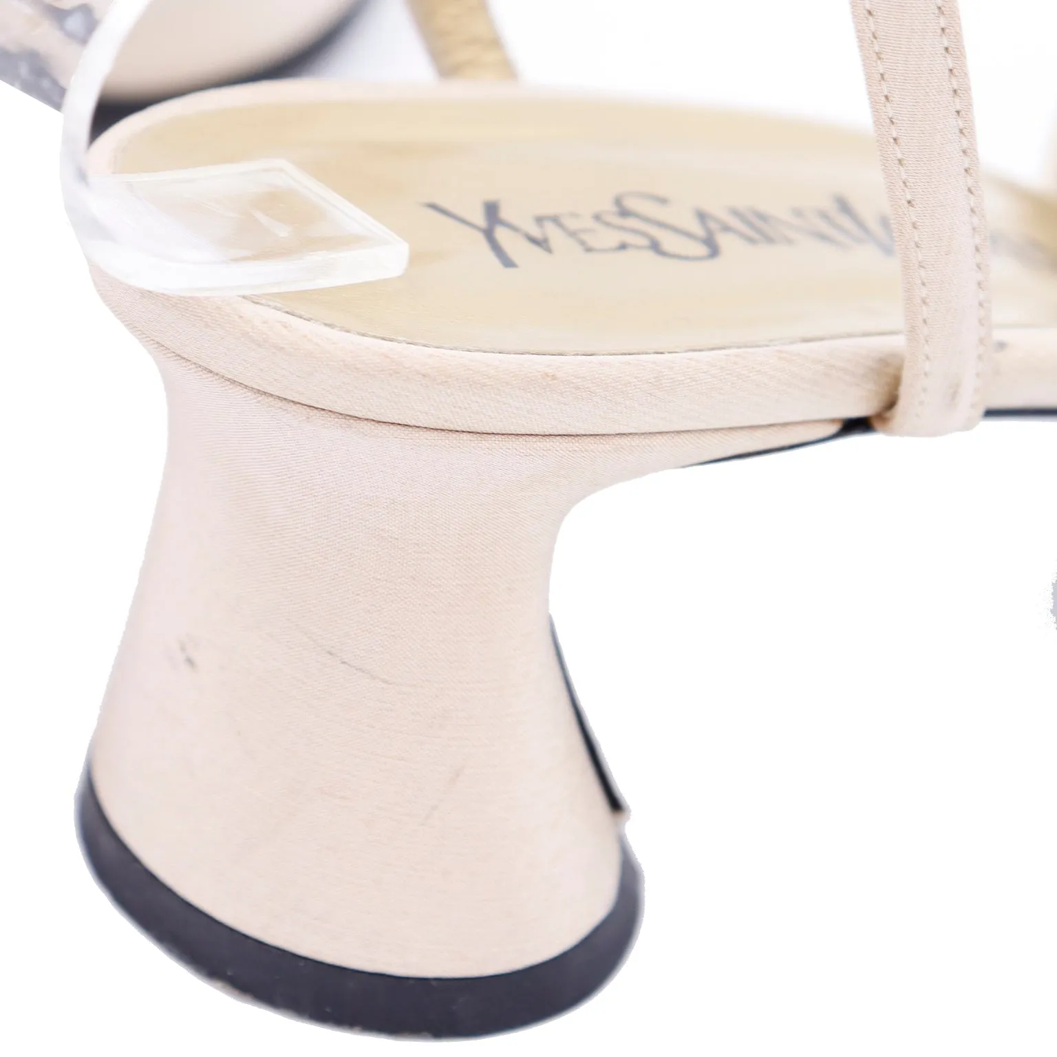 1990s Yves Saint Laurent Vintage Matte Satin Ankle Strap Shoes 8.5N