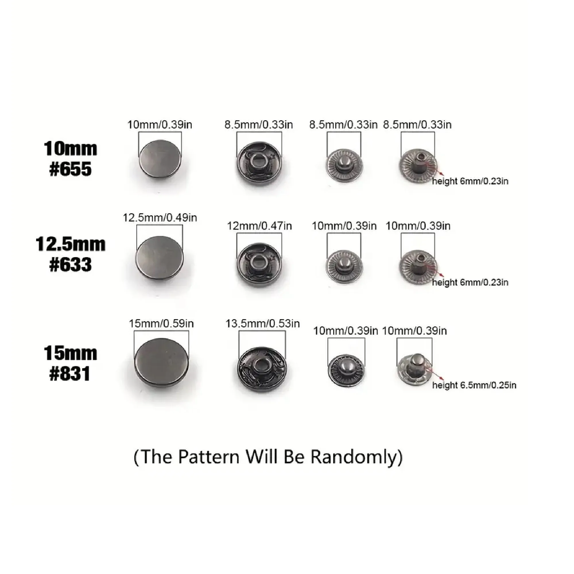 25/35pcs10/12.5/15mm Metal Snaps Fasteners Button For Leathercraft Clothes Garment Bags Shoes Wallet