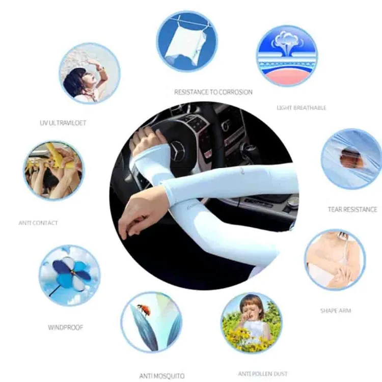5 Boxes New Style Ice Silk Sleeves Fresh and Cool UV Protection Oversleeve, Ordinary Style(Blue)