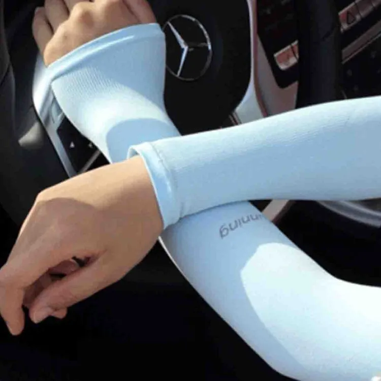 5 Boxes New Style Ice Silk Sleeves Fresh and Cool UV Protection Oversleeve, Ordinary Style(Blue)