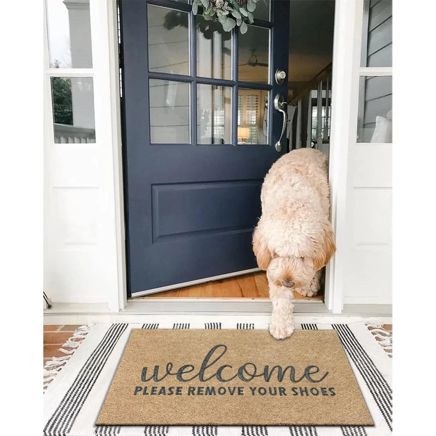 AAZZKANG Welcome Mat Non Slip Please Remove Your Shoes Doormat Large 36"x24" Easy to Clean Front Door Mat for Entrance,High Traffic Areas