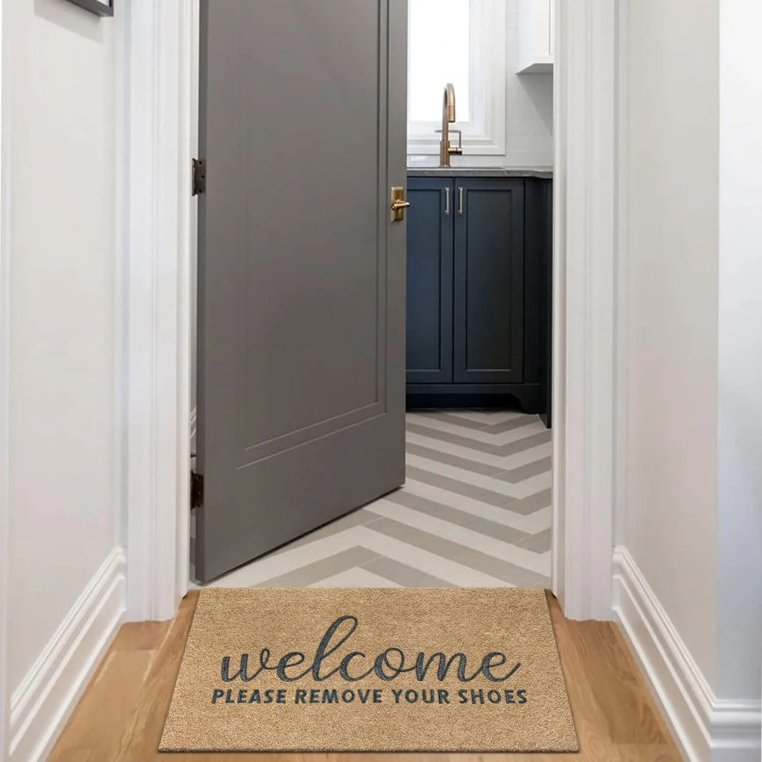 AAZZKANG Welcome Mat Non Slip Please Remove Your Shoes Doormat Large 36"x24" Easy to Clean Front Door Mat for Entrance,High Traffic Areas