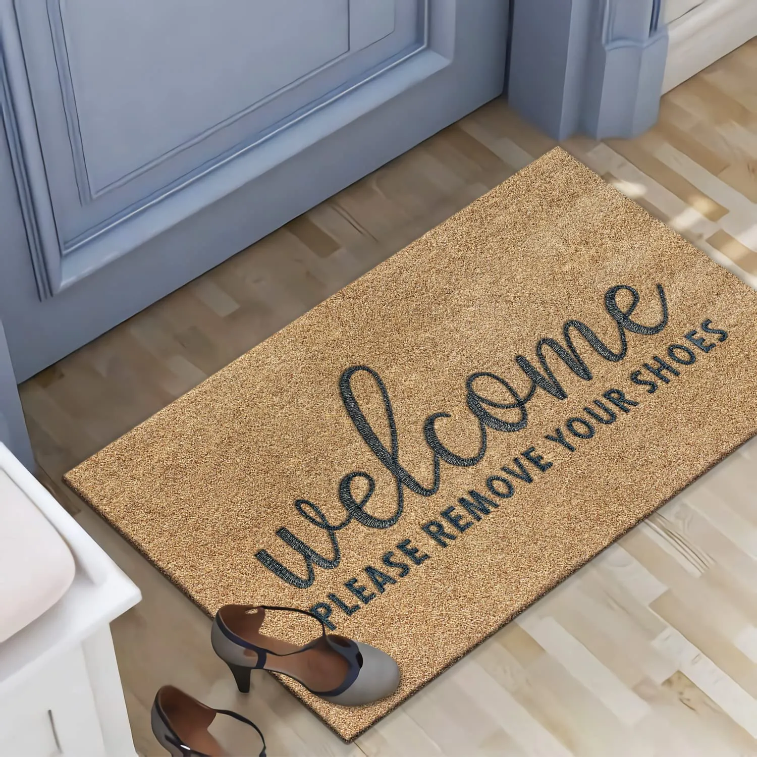 AAZZKANG Welcome Mat Non Slip Please Remove Your Shoes Doormat Large 36"x24" Easy to Clean Front Door Mat for Entrance,High Traffic Areas