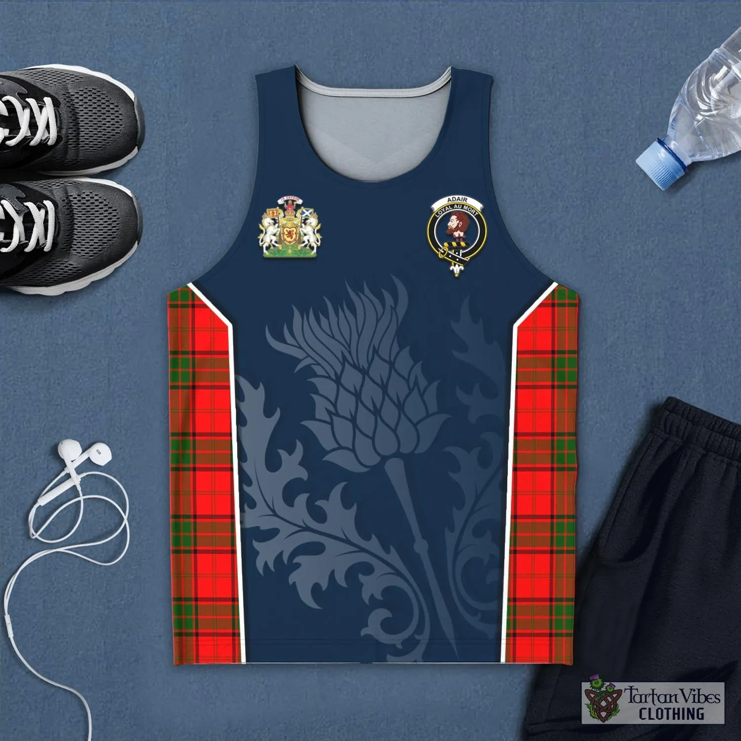 Adair Tartan Men's Tanks Top with Family Crest and Scottish Thistle Vibes Sport Style