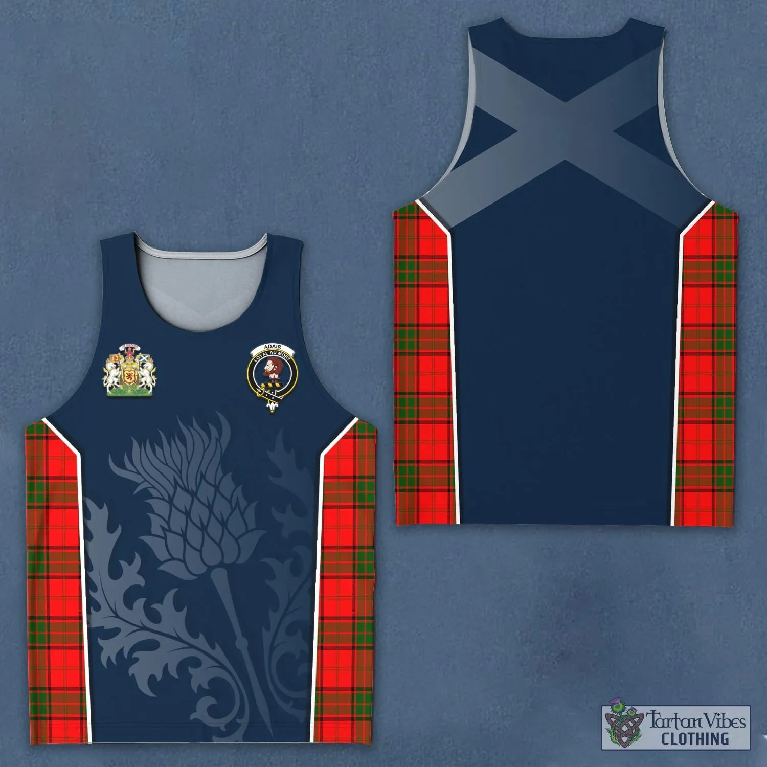 Adair Tartan Men's Tanks Top with Family Crest and Scottish Thistle Vibes Sport Style