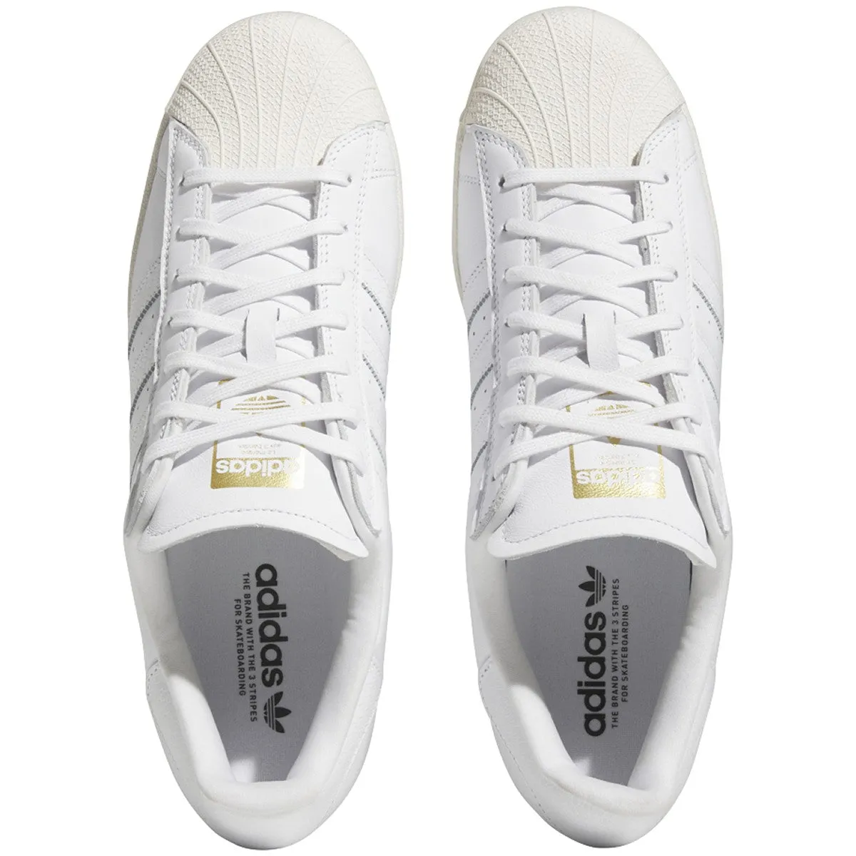 Adidas Superstar ADV Skateboard Shoe - White/White/Gold Metallic