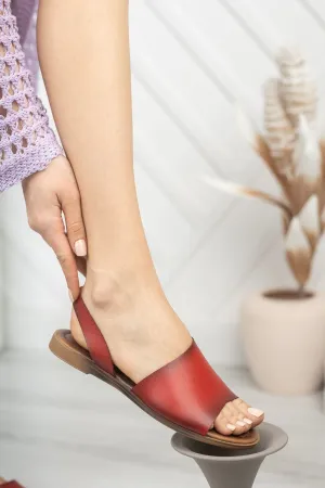 Amaur Genuine Leather Red Sandals