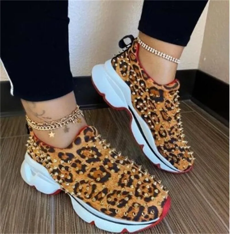 Amozae-  Women Sport Shoes Spring New Anti-Slip Rivet Slip On Ladies Casual Loafers Big Trainer Walking Running  Larged-Size Flats