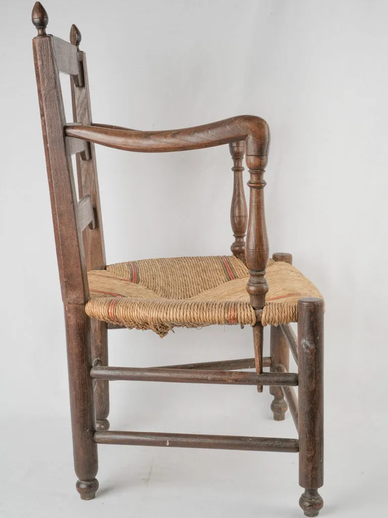 Antique Provencal ladderback armchair w/ rush seat