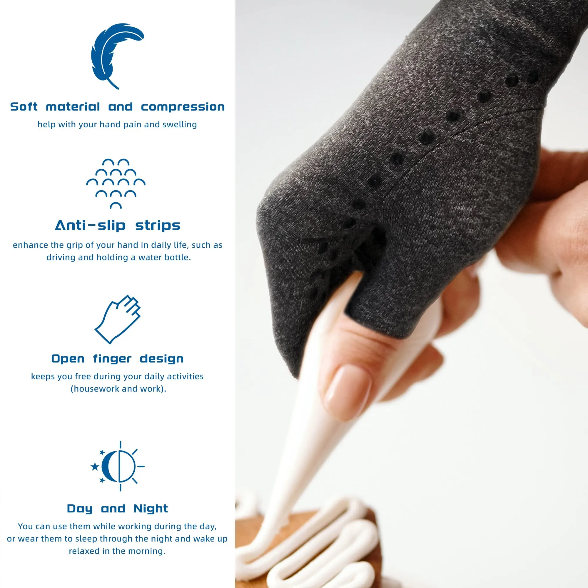 Arthritis Gloves for Women and Men for Pain -Compression Gloves for Swelling, Rheumatoid osteoarthritis,and Arthritis Hands(1 Pair) (M) Grey Medium (Pack of 1)