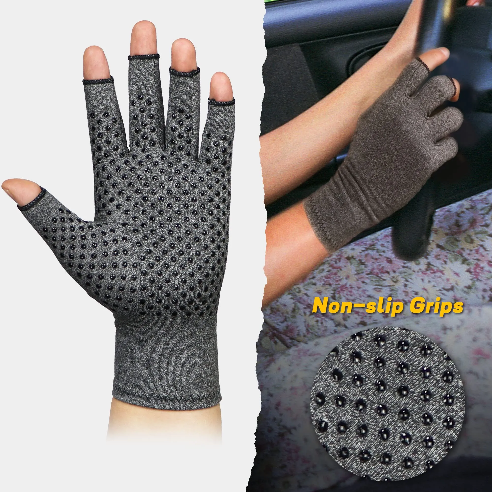 Arthritis Gloves for Women and Men for Pain -Compression Gloves for Swelling, Rheumatoid osteoarthritis,and Arthritis Hands(1 Pair) (M) Grey Medium (Pack of 1)