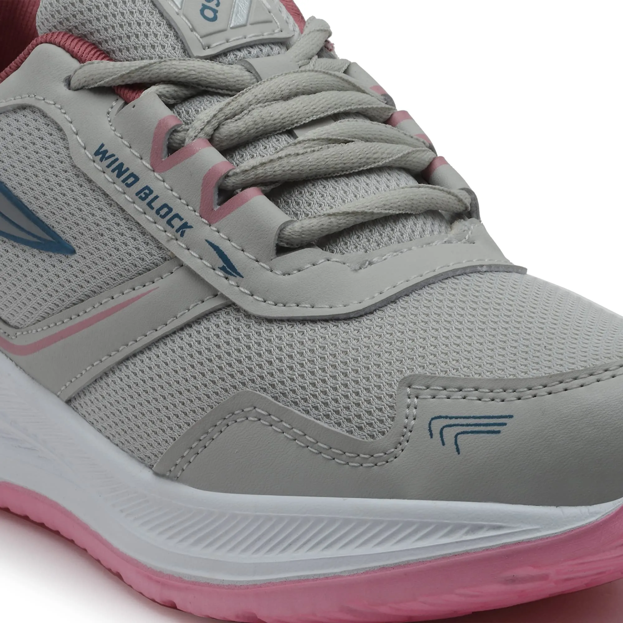 ASIAN Women's Cute Sports Running Shoes,Walking, Gym Casual Sneaker Lace-Up Shoes For Girl's Light Grey Pink 6 UK