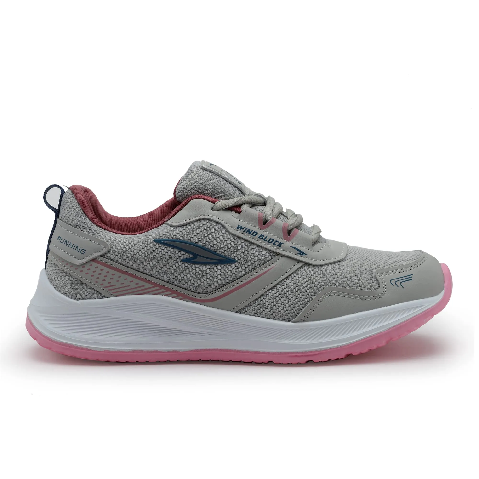 ASIAN Women's Cute Sports Running Shoes,Walking, Gym Casual Sneaker Lace-Up Shoes For Girl's Light Grey Pink 6 UK