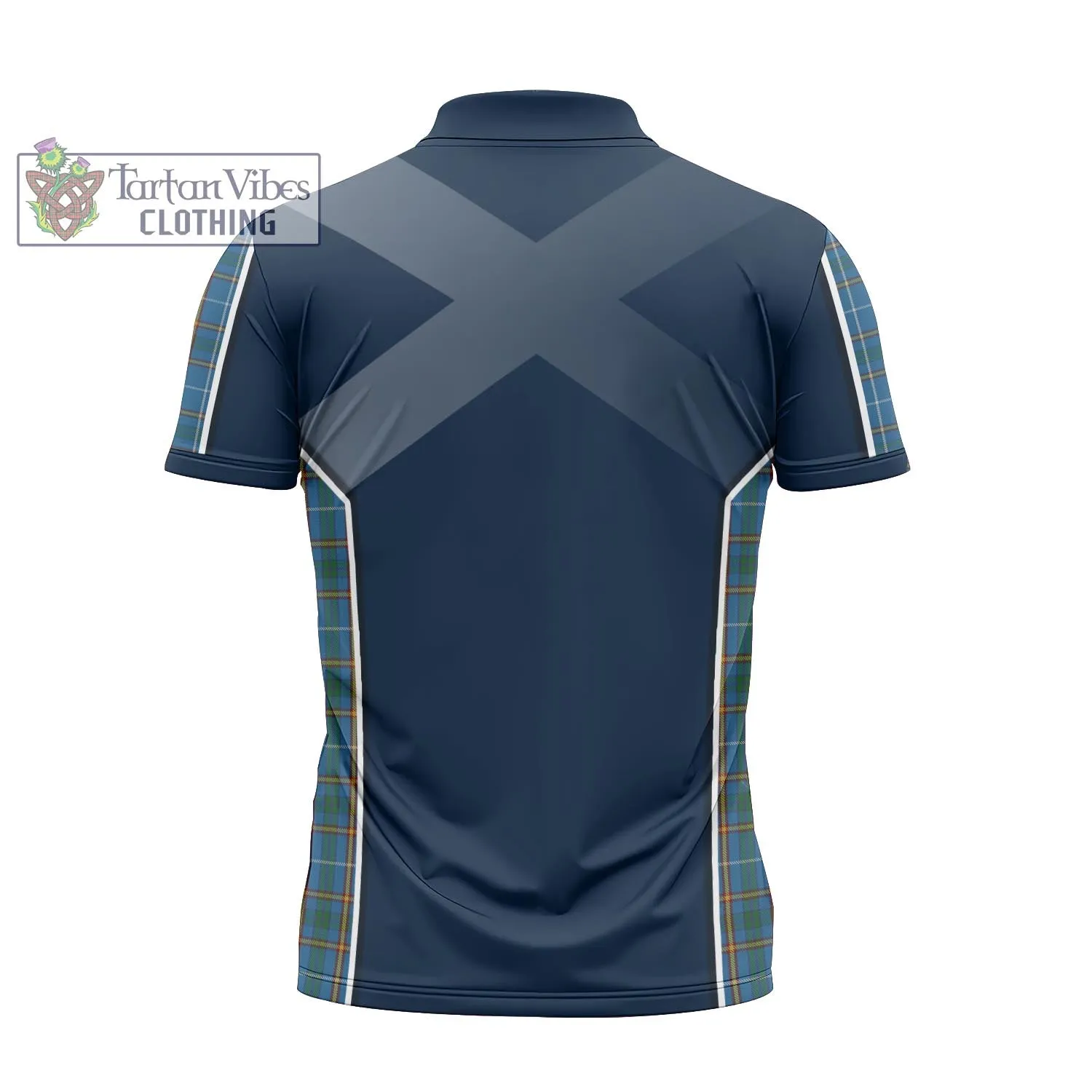 Bain Tartan Zipper Polo Shirt with Family Crest and Lion Rampant Vibes Sport Style