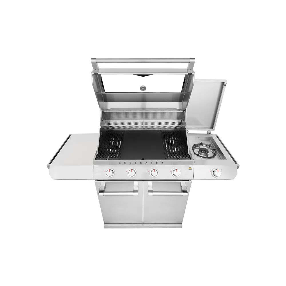 BeefEater 7000 Classic 4-Burner BBQ, Side Burner & Trolley, Stainless Steel