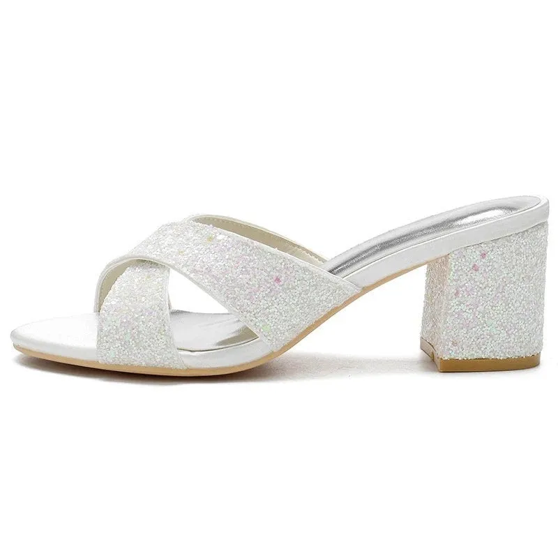 Block Heel Glitter Sandals | 6cm Heel | Other Colours
