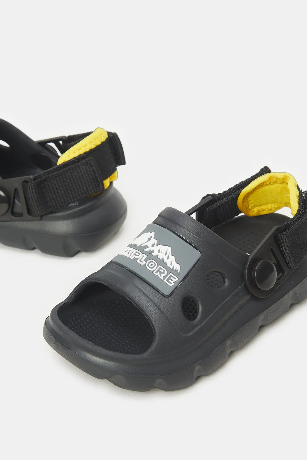 Boys Black Moulded Slide With Backstrap