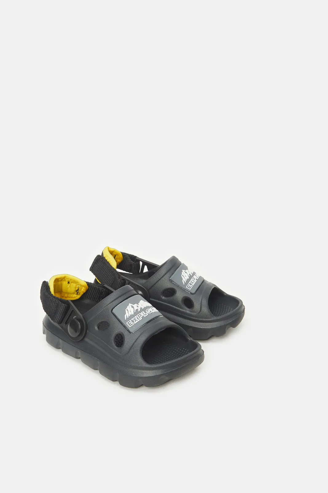 Boys Black Moulded Slide With Backstrap
