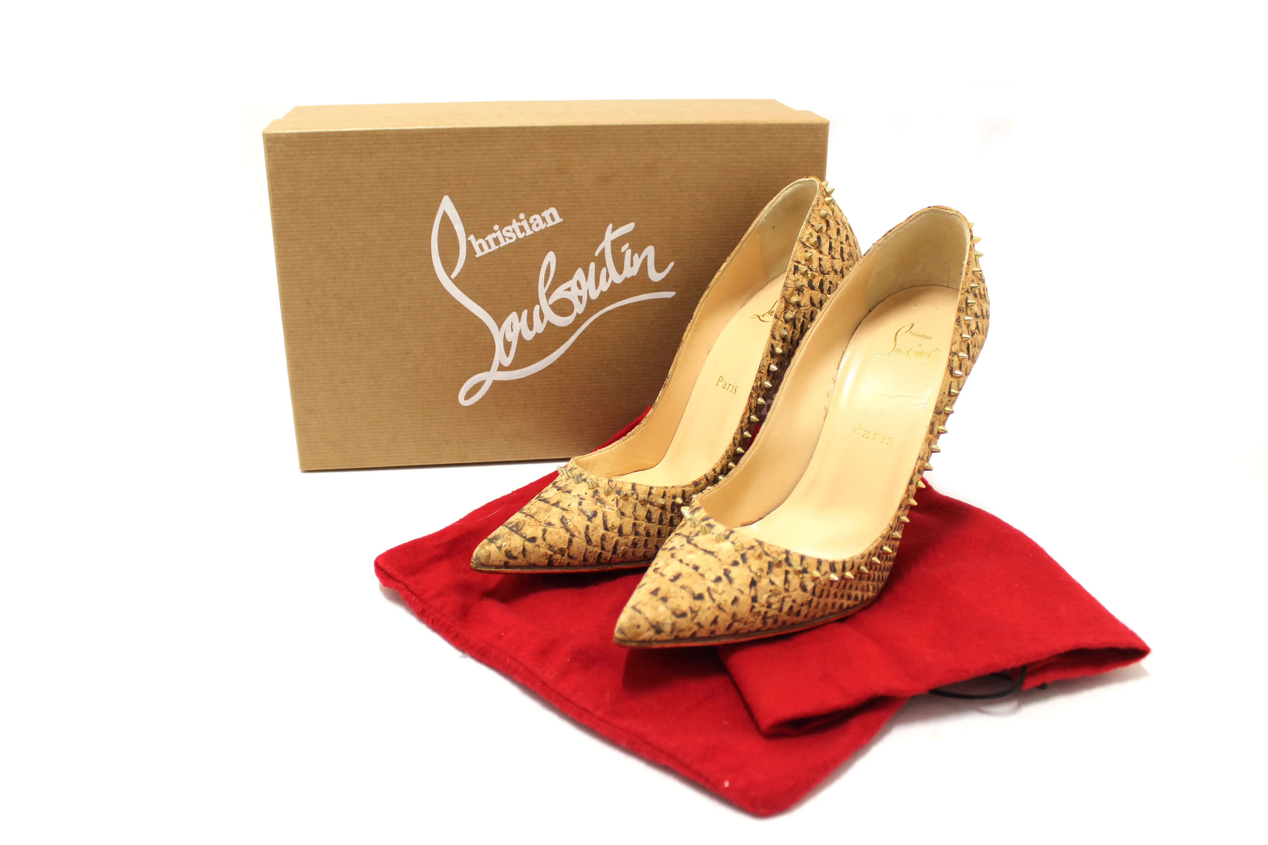Christian Louboutin Anjalina 100 Cork Spike Heel 37.5