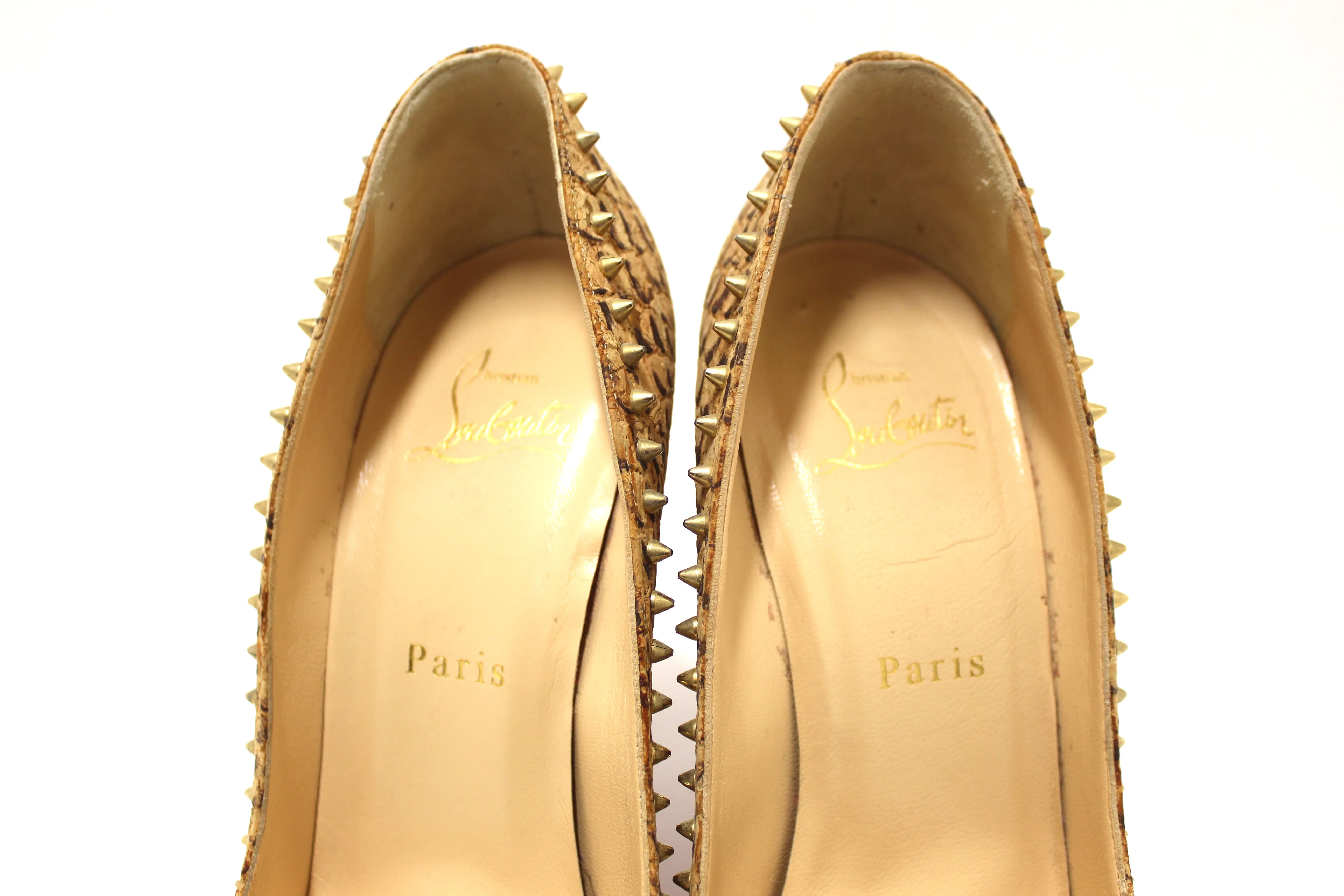 Christian Louboutin Anjalina 100 Cork Spike Heel 37.5