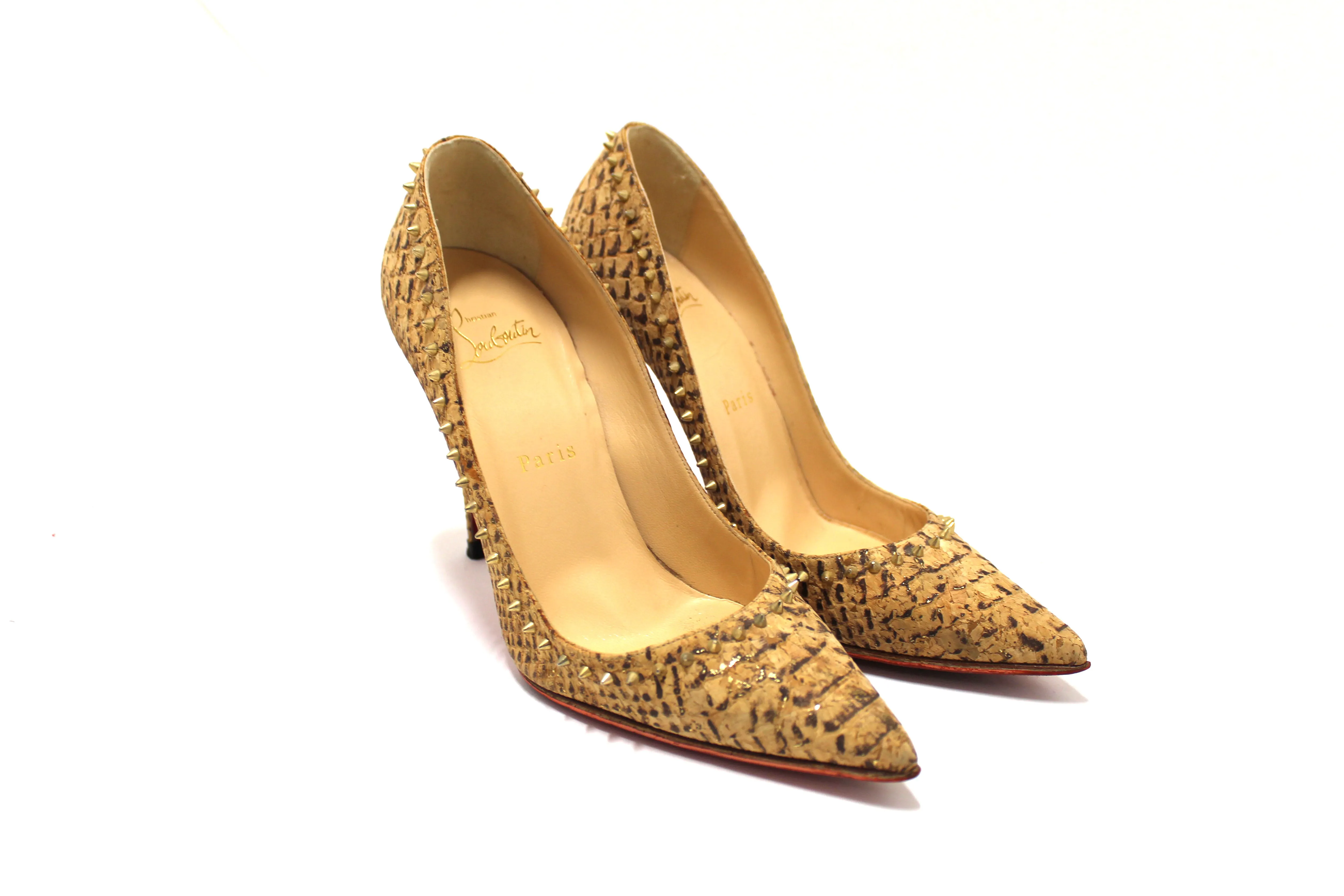 Christian Louboutin Anjalina 100 Cork Spike Heel 37.5