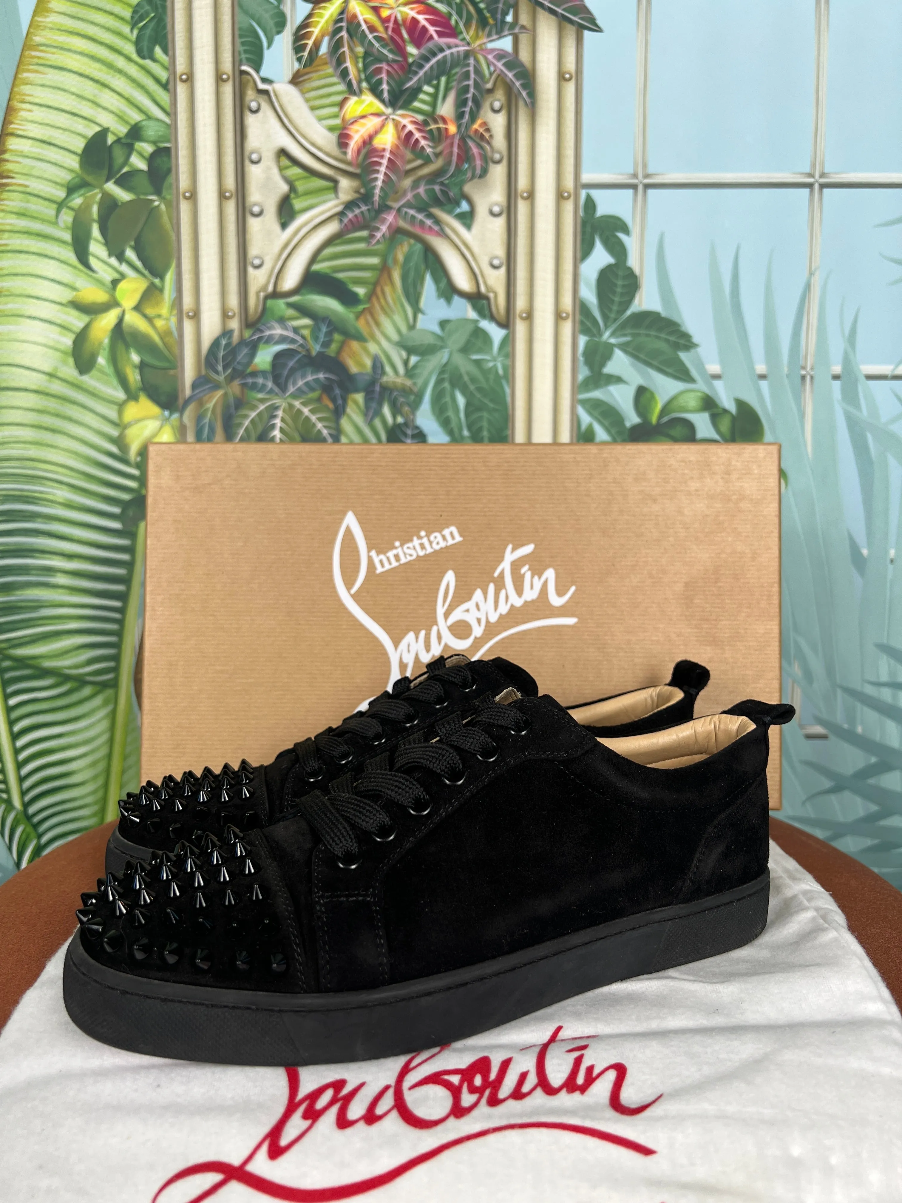 Christian Louboutin spike flat velvet sneakers