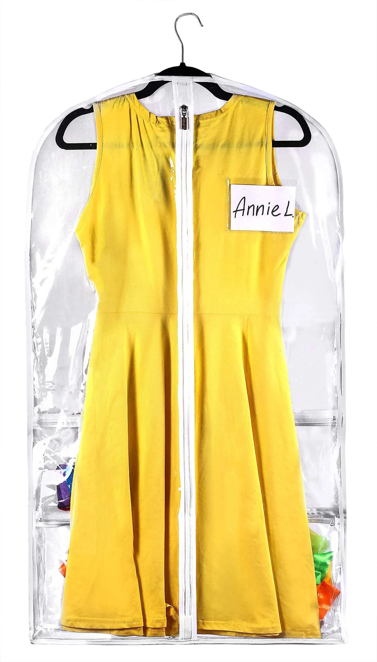 Clear Gusseted Suit Garment Bag 20 inch x 38 inch Dance, Dress, and Costumes Hanging Travel Storage for Clothes, Shoes, and Accessories Water-Resistant Organizer