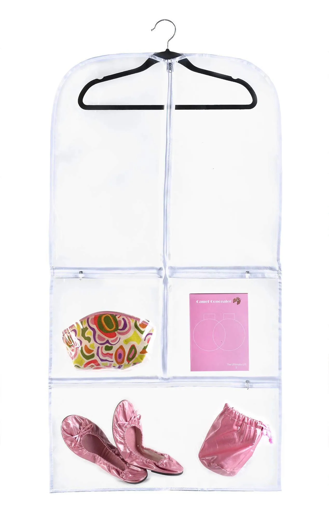 Clear Gusseted Suit Garment Bag 20 inch x 38 inch Dance, Dress, and Costumes Hanging Travel Storage for Clothes, Shoes, and Accessories Water-Resistant Organizer
