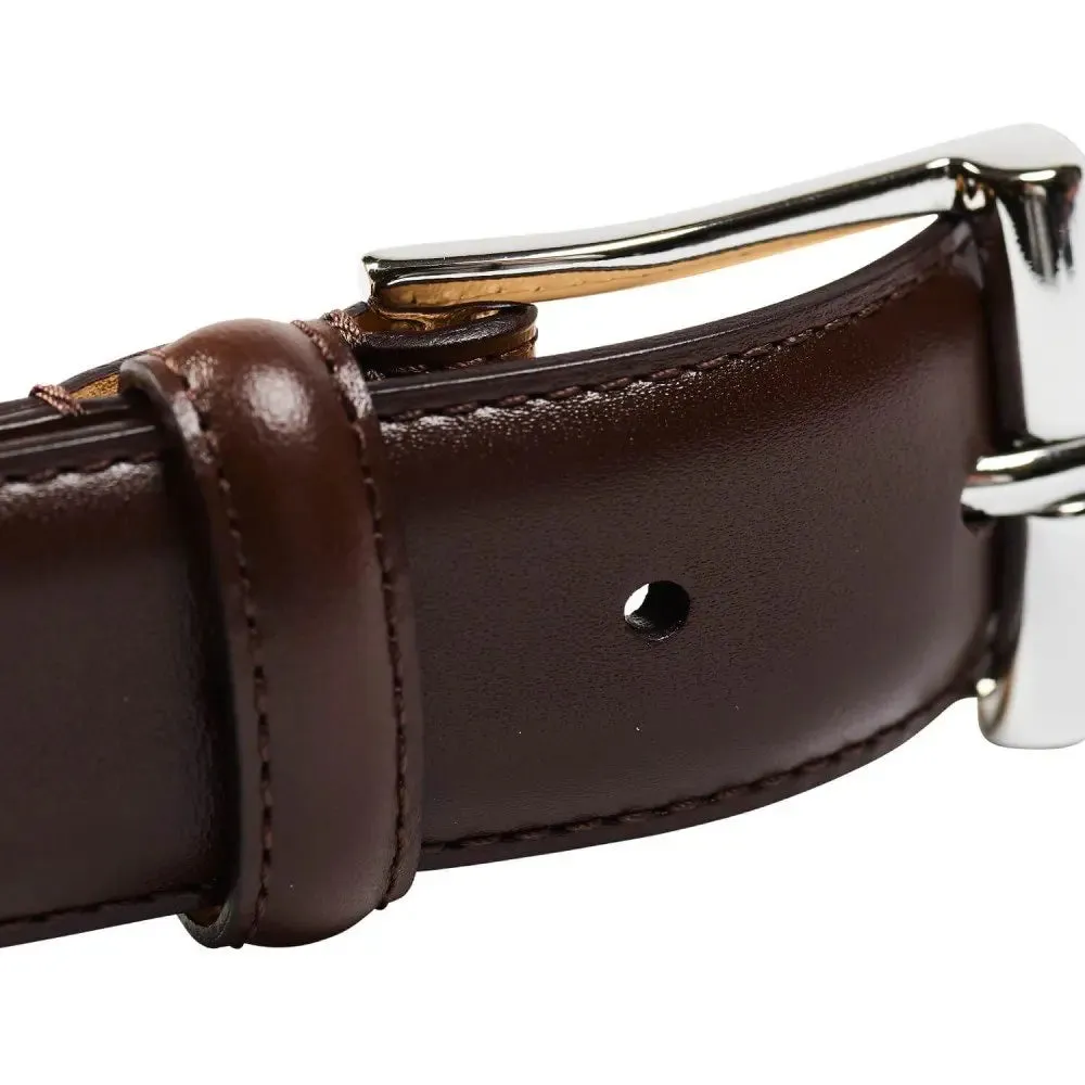 Dark Brown Calf Belt with Silver Buckle