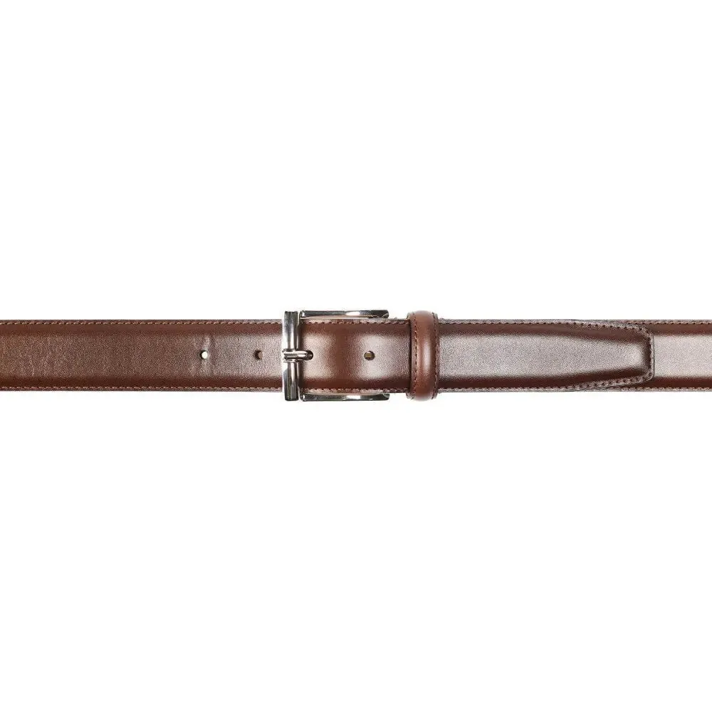 Dark Brown Calf Belt with Silver Buckle