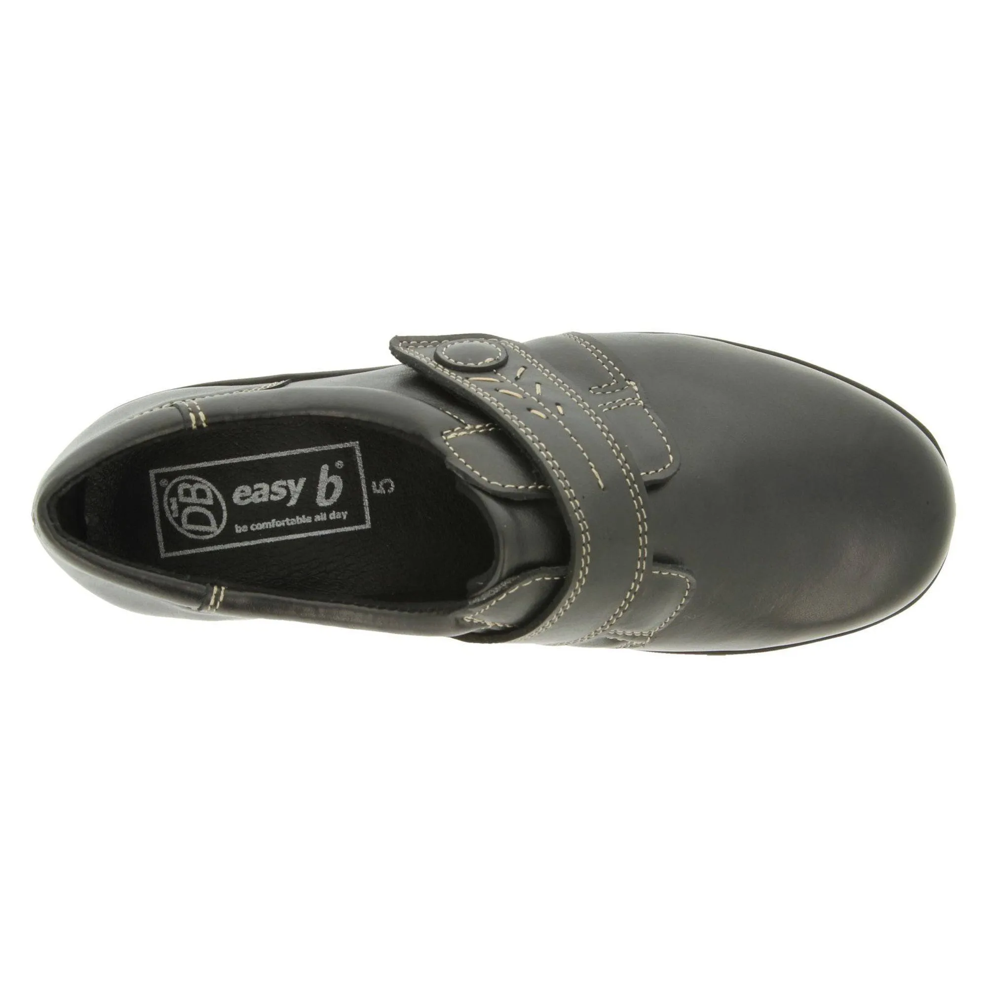 DB Shoes Rory 70989A Ladies Black Leather Touch Fastening Shoes