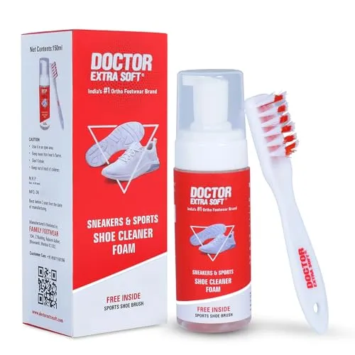 DOCTOR EXTRA SOFT Sports & Sneaker Care Kit |150 ml Shoe Foam Cleaner with Free Brush Quickly Remove Dirt & Stains Shoes Like White/Canvas/Tennis/Trainers/Nubuck/Suede/Loafers