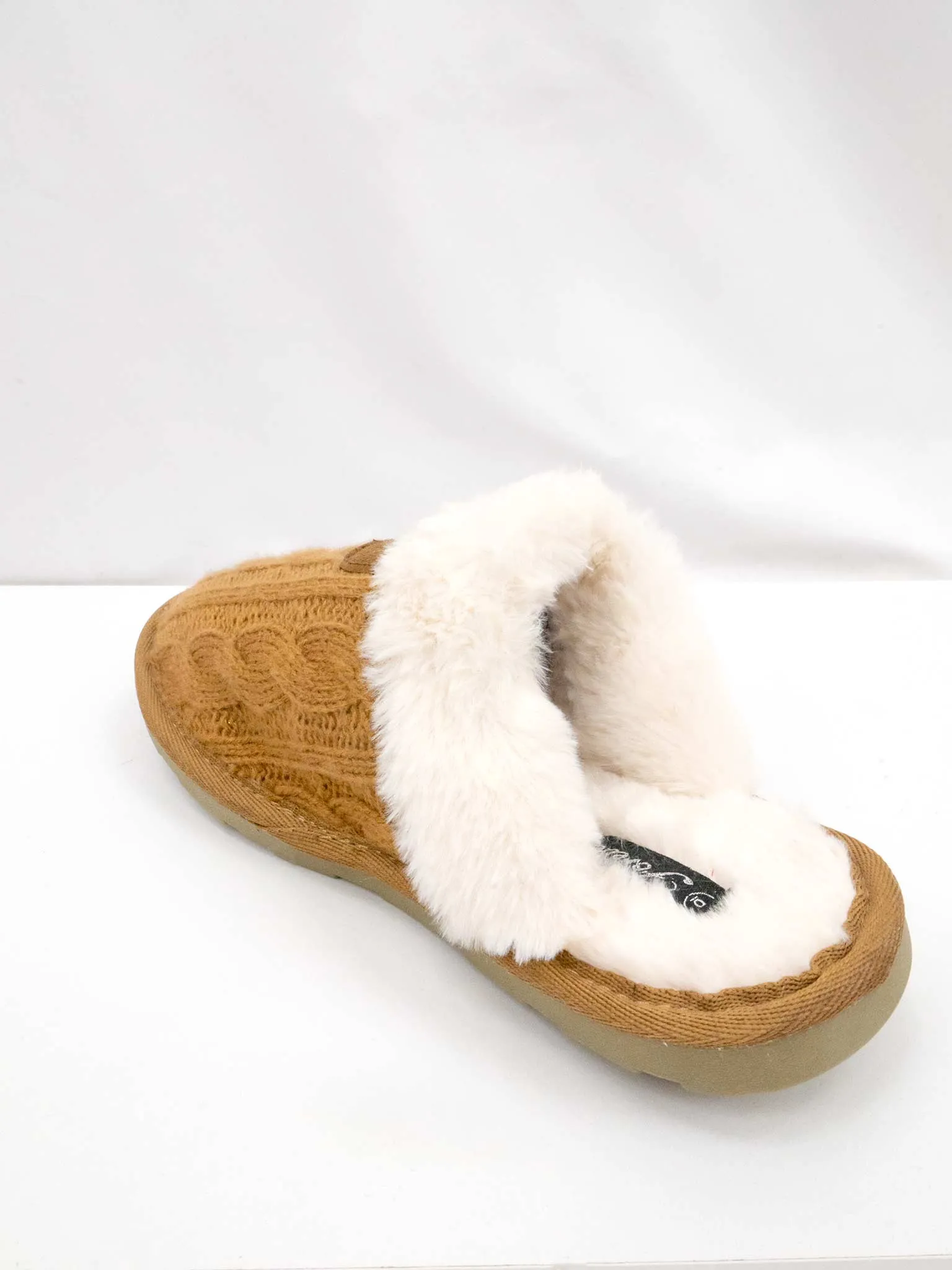 Furry Cable Knit Slipper