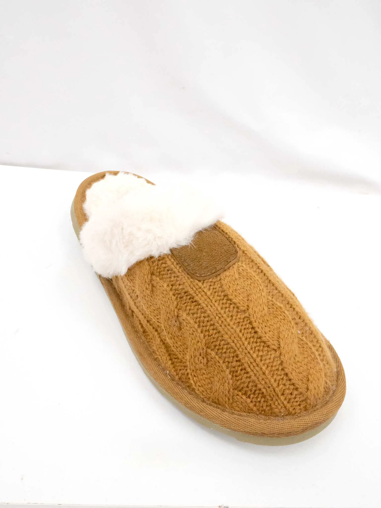 Furry Cable Knit Slipper
