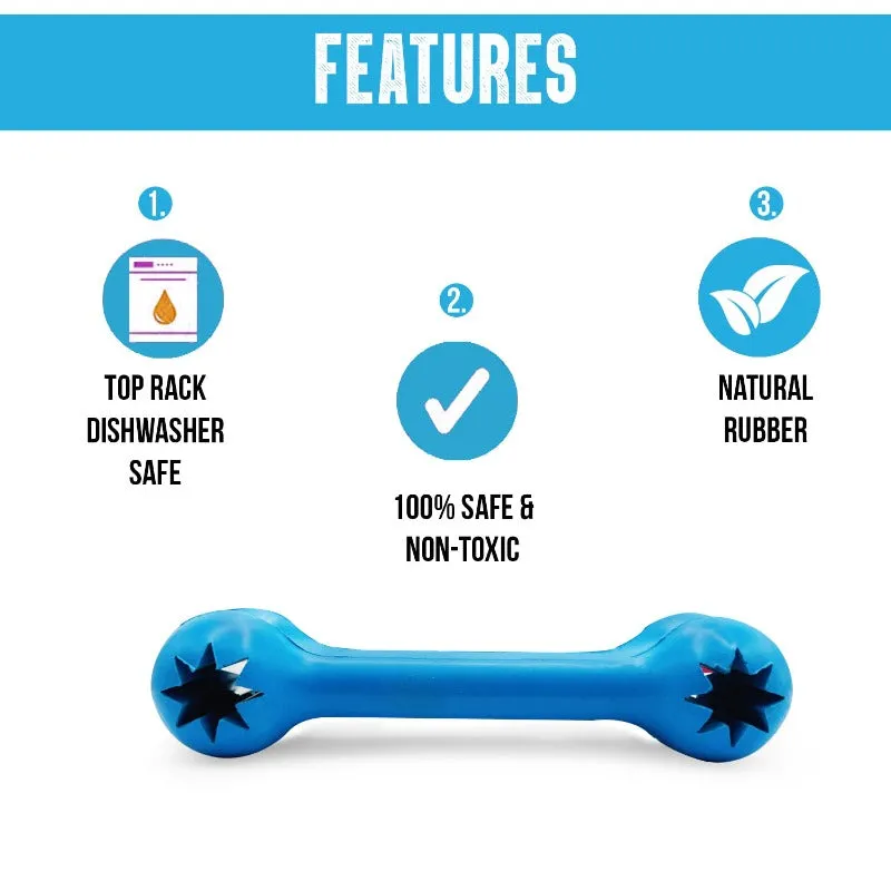 Goofy Tails Classic Bone- Small Interactive Chew Dog Toy | Blue