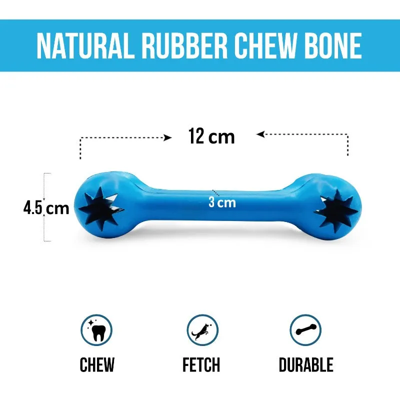 Goofy Tails Classic Bone- Small Interactive Chew Dog Toy | Blue