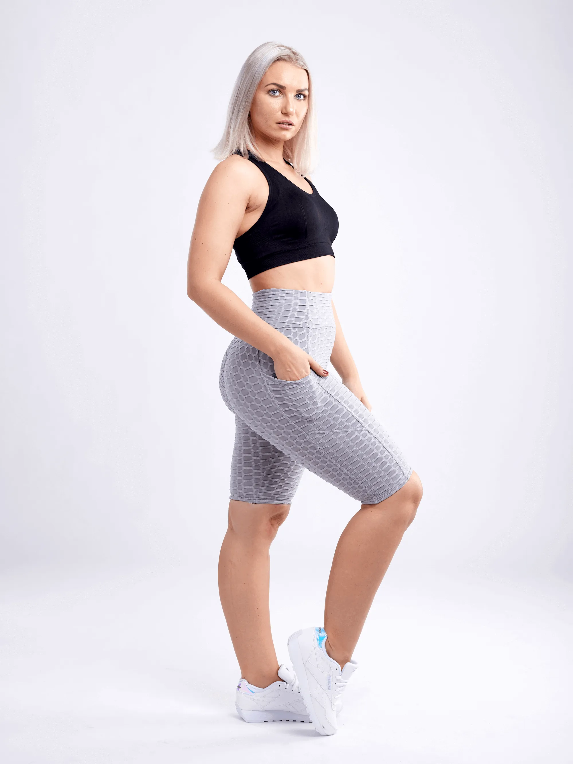 High-Waisted Scrunch Yoga Shorts with Hip Pockets