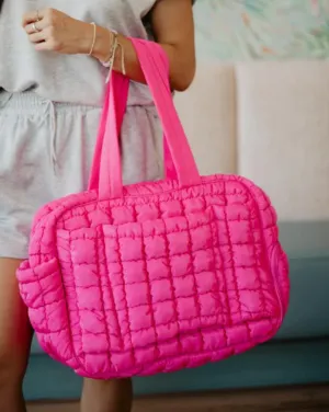 Hot Pink Quilted Weekend Duffel Bag
