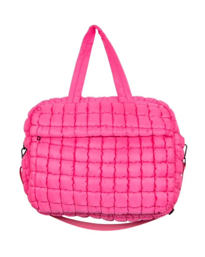 Hot Pink Quilted Weekend Duffel Bag