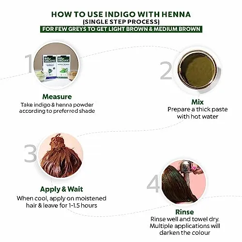 Indus Valley Bio Organic 100% Organic & Herbal Indigo Powder for Natural Hair Coloring, Protects hair from Damage - 100 gm