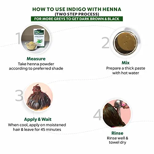 Indus Valley Bio Organic 100% Organic & Herbal Indigo Powder for Natural Hair Coloring, Protects hair from Damage - 100 gm