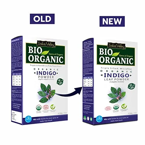 Indus Valley Bio Organic 100% Organic & Herbal Indigo Powder for Natural Hair Coloring, Protects hair from Damage - 100 gm
