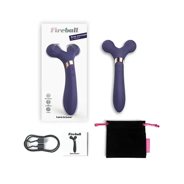 Love to Love Fireball Rechargeable Dual Ended Silicone Body Massager & Vibrator Midnight Indigo