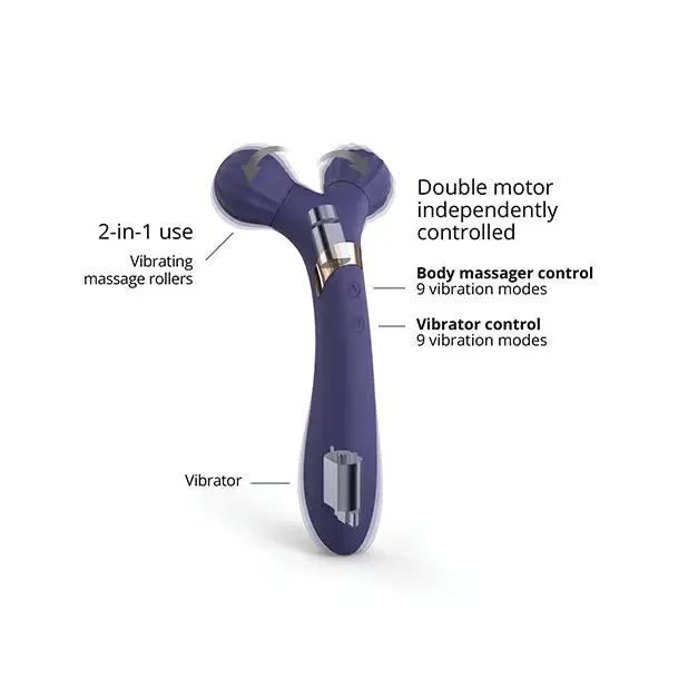 Love to Love Fireball Rechargeable Dual Ended Silicone Body Massager & Vibrator Midnight Indigo