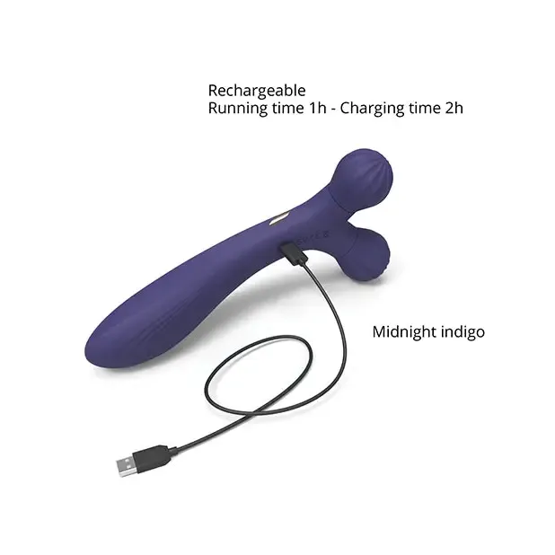 Love to Love Fireball Rechargeable Dual Ended Silicone Body Massager & Vibrator Midnight Indigo