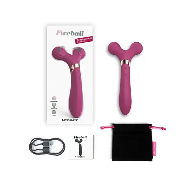 Love to Love Fireball Rechargeable Dual Ended Silicone Body Massager & Vibrator Plum Star