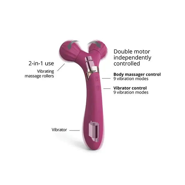 Love to Love Fireball Rechargeable Dual Ended Silicone Body Massager & Vibrator Plum Star