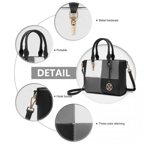 Miss Lulu Multi-Colour Combination Handbag Tote Bag - Black | Stylish & Durable | Versatile Women's Fashion Accessory