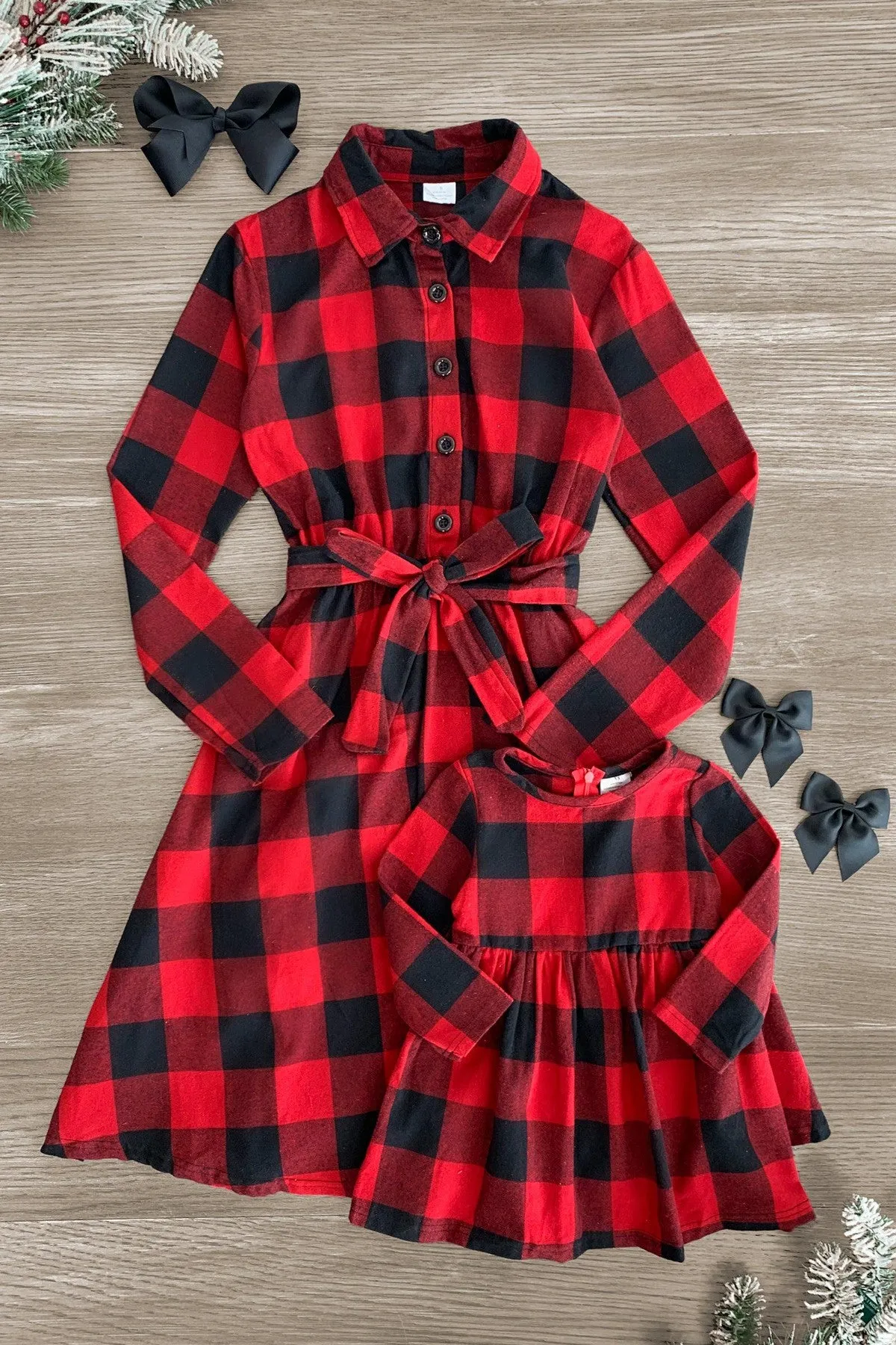 Mom & Me - Red & Black Plaid Dress