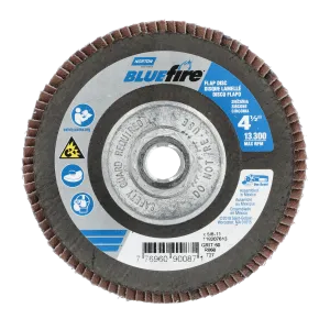 Norton 4-1/2 x 5/8 - 11 In. BlueFire Fiberglass HD Flat Flap Disc T27 P60 Grit R884P1 ZA 10 Count